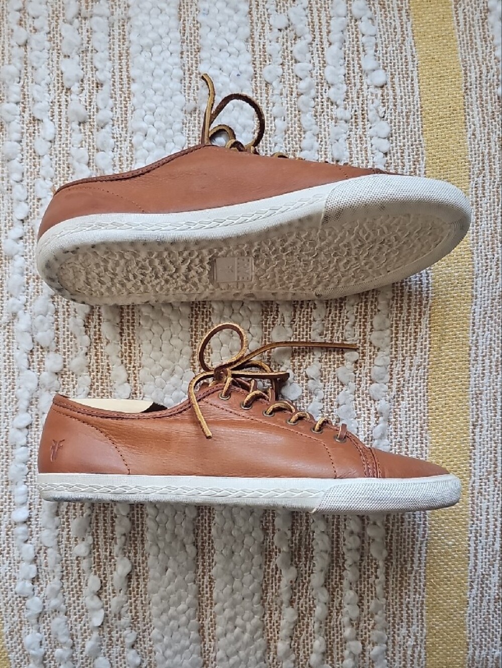 Frye Mindy Low Top Brown Leather Women's Sneakers - Picture 2 of 6
